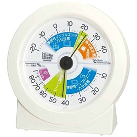 Empex TM-2880 Meteorological Thermometer, Hygrometer, Lifestyle Management Thermometer, Hygrometer, Standing, Made in Japan, Off-White
