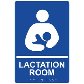 ComplianceSigns.com Lactation Room Sign, ADA-Compliant Braille and Raised Letters, 9x6 inch Blue Acrylic with Adhesive Mounting Strips