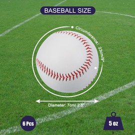 PATIKIL 9 Inch Baseball 6 Pack Hard Baseballs Bulk Standard Size Adult Leather Practice Training Baseball Unmarked Baseballs for Pitching