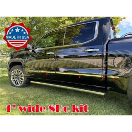 Trims Express-Made in USA Stainless Body Side Molding for 2019-2025 Sierra 1500 Denali Crew Cab 1" 8Pc