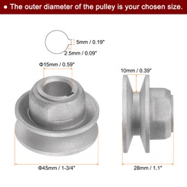 sourcing map Industrial Sewing Machine Clutch Motor Pulley 15 mm Inner 45 mm Outer Diameter Aluminium Electric Transmission Wheel Pulley