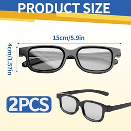 Apkpesterml 2 Pcs 3D Glasses for Cinema, Black Universal 3D Glasses Passive 3D Glasses 3D TV Glasses 3D Sunglasses for Childrens Adults Home Cinema Theater TV Game 3d Print Anaglyph Photos