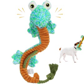 belieonu Crinkle Dog Squeaky Plush Toys No Stuffing Cute Puppy Stuffless Tough Rop Pull Toy, Fun Dog Stuffed Animals Durable Chew Set for Small Medium Large Pup, Lizard