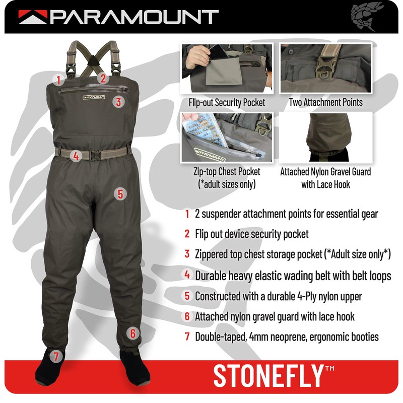 Paramount Outdoors Stonefly Breathable Stockingfoot Chest Fishing Wader (XX-Large)