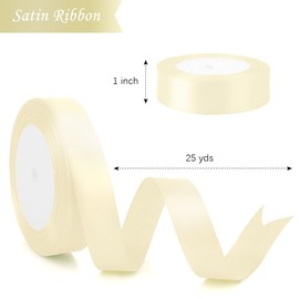 Ivory Ribbon Cream Ribbon White Satin Ribbon 1 Inch 25 Yards Champagne Ribbon for Balloons Bouquet Ribbon White Ribbon for Gift Wrapping Cream Ribbons for Flower Bouquets Thin Ribbon White Hair Ribbon