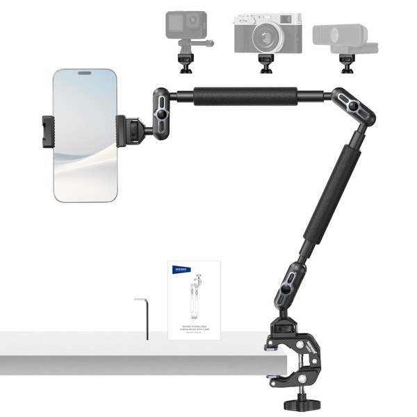 NEEWER 55cm Magic Arm Adjustable Bird's-Eye Photography Super Clamp Dual