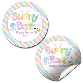 Bunny Bait Easter Bunny Themed Gift Tag Sticker Labels for Kids, 40 2" Party Circle Stickers by AmandaCreation, Great for Party Favors, Envelope Seals & Goodie Bags