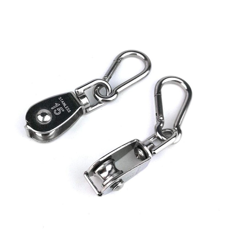 Hamineler 2PCS 304 Stainless Steel Single Pulley Block M15, Wire