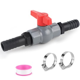 SWAWIS Ball Valve with Hose Connector PVC Shut-off Valve Pool Ball Valve Pool Valve Ball Valve for Hoses Includes 1 Shut-off Valve Internal Thread 1 Inch (32 mm), 2 Hose Nozzles 25 mm