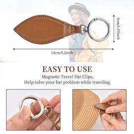 POKOTO Magnetic Hat Clip for Travel Handbag Backpack Luggage, Outdoor Travel Accessory Hat Companion Brown