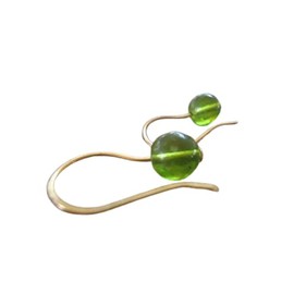 ★ Gold hook and green glass ★ Earrings