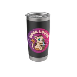 Cat Boba Kitty Whisker Sip Tea Sweet Paws Adorable Tea Time Stainless Steel Insulated Tumbler
