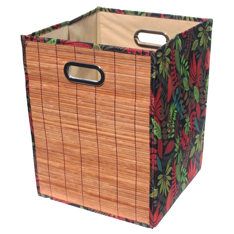 Seta Direct, Foldable Brown Bamboo Square Storage Laundry Hamper with