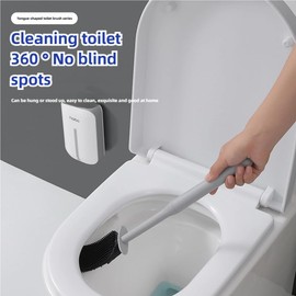 Compact Storage Toilet Brush and Holder Set Plunger,Bathroom Accessory Toilet Cleaning Brush, Ergonomic Handle, Deep Cleaning Toilet Bowl Brush Holder, with Hook for Wall Mounting, Grey