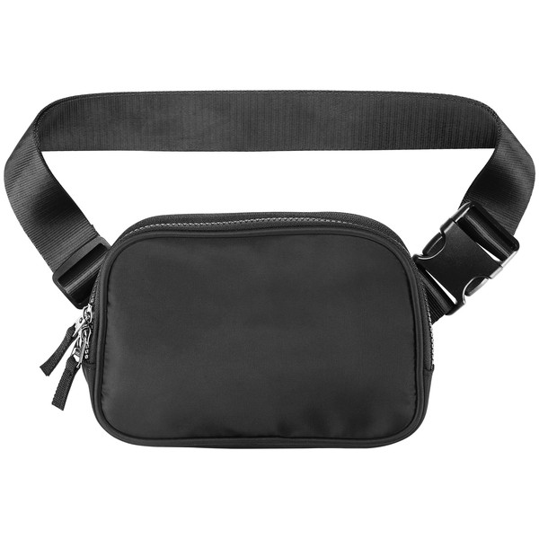 ProCase Upgraded Fanny Pack for Men Women, Fashion Crossbody Belt Bag Waterproof Running Waist Packs Bum Bag with Adjustable Sturdy Strap and Double Zipper to Enlarge Capacity for Travel -Black