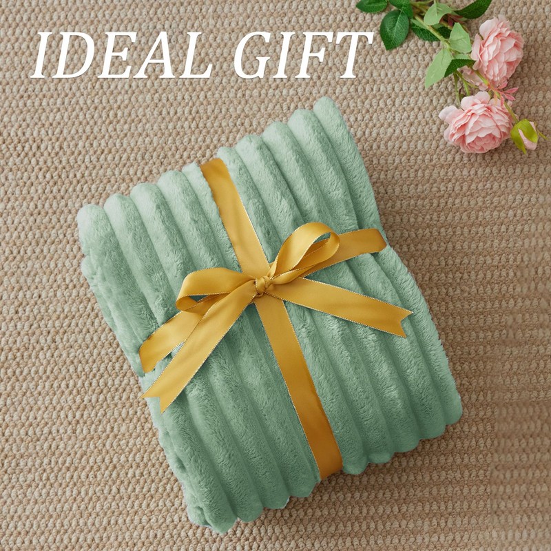 BEDELITE Fluffy Fleece Throw Blanket - Sage Green Sofa Throw