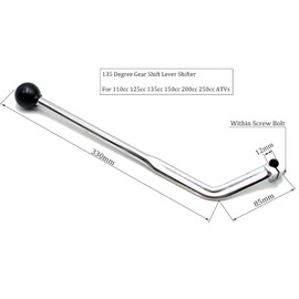 PRO BAT 135° Motorcycle Hand Control Gear Lever Shifter, Gear Shift Lever Shifter for 50cc 70cc 90cc 110cc 125cc 135cc 150cc 200cc 250cc Quad Dirt Bike ATV ATV Dune Buggy Go Kart