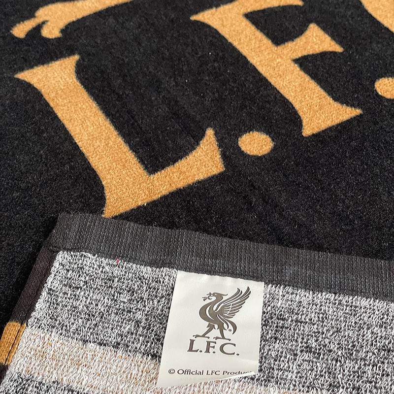 Liverpool Football Crest Black & Gold Beach Bath Towel 100%