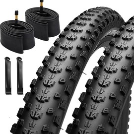 26/27.5/29x2.25 inch Mountain Bike Tire Set 2 Pack 26/27.5/29x2.25 Mountain Bicycle Tires 60TPI Kevlar Foldable and Pair 26/27.5/29 inch Bike Inner Tubes with 2 Pcs Tire Levers (29x2.25 Set)