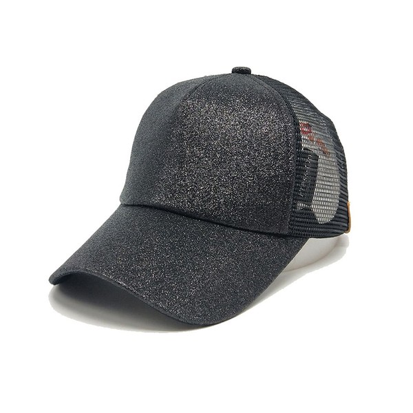 TTD Women's Glitter Ponytail Cap, Interlocking Telescope Driver Hat, Adjustable Hysteresis Empty Baseball Cap, black,