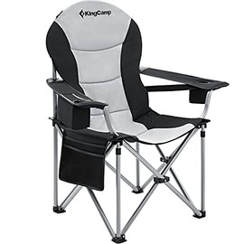 KingCamp Camping Chair Lawn Chair Folding Camping Chair for Adults Folding Camp Chair with Lumbar Support+Adjustable Armrest+Cooler Bag Cup Holder,Side+Head Pocket,for Picnic, Camp,Fishing,Max 353lbs