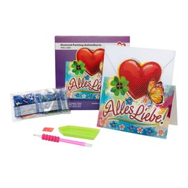 Ideen mit Herz Diamond Painting Stand Card | 370 g/m² | 16.3 cm x 16 cm | Includes Envelope & Tools (Alles Liebe!)