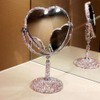Bestbling Luxury Bling Double-Sided Tabletop Makeup Mirror, Heart Shape Metal