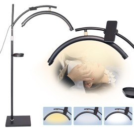 Lineiss Lash Light Half Moon Light Esthetician Light Lash Lamp for Eyelash Teach, LED Floor Lash Light Lamp for Lash Tech Nail Tatto Beauty Black TP