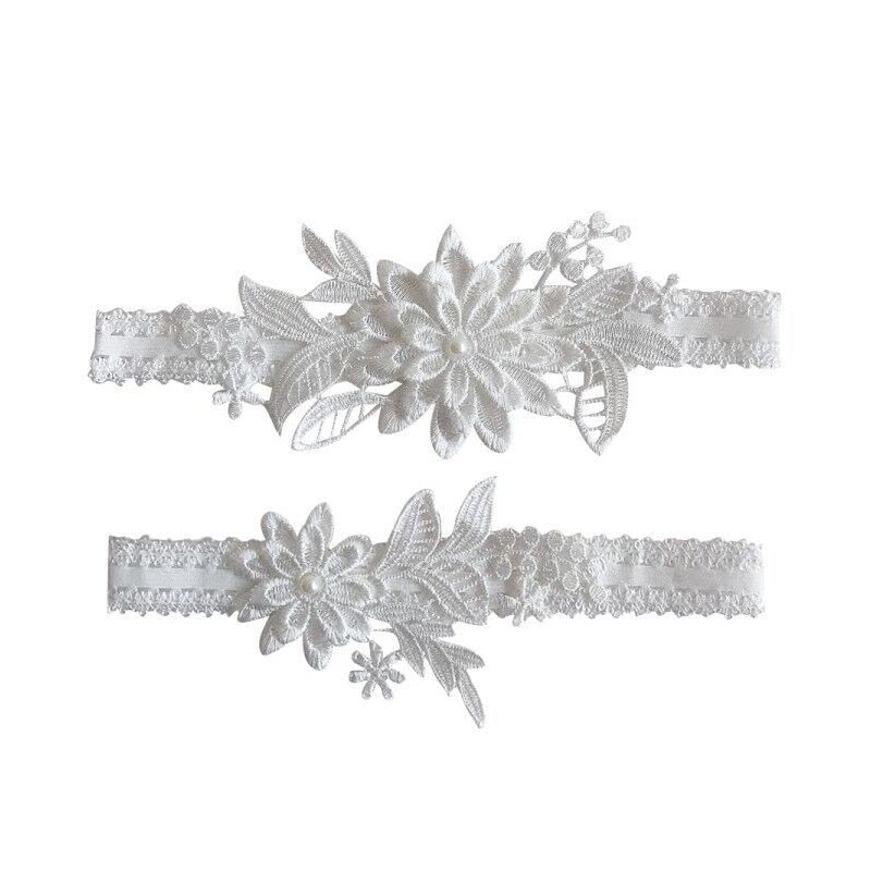 2 Pieces Garter for Wedding Flower Lace Wedding Garter Elastic