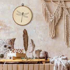 shiviody Vintage Dragonfly Canvas Wall Art Decor, Netural Dragonfly Wall Art, Retro Aesthetic Insect Round Hanging Frame Prints Decorations for Bedroom Living Room Bathroom Office 10"x10"