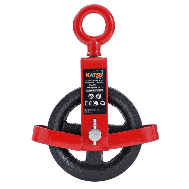 KATSU Tools Gin Wheel 125mm with Swivel Eyebolt Scaffolding Pulley