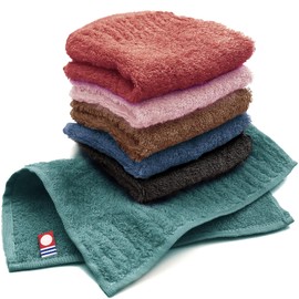 B-PLAID Handkerchief, Mini Towel, Handkerchief, Imabari Towel, Set of 6, Made in Japan, Approx. 7.9 x 7.9 inches (20 x 20 cm), Men's, Women's, Mini Handkerchief, Hand Towel, Ribbed, Long Pile, Soft, Thin, Quick Drying, High Absorbency, 100% Cotton, Compact, Brown, Charcoal, Navy, Turquoise, Coral, Moss Pink, Assorted 6 Colors 04 Colors