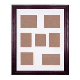 NEW 7-Opening 14x18 Collage Picture Frame - Dark Cherry Ash Hardwood w/ Mat for Family & Friends Photos, 2 Inch Wide Molding - Hand Made in USA by Northern Promotions