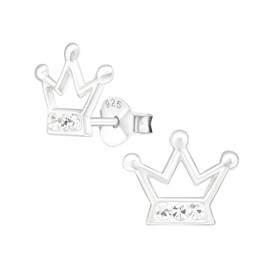 Laimons – Stud Earrings – Kids – 925 Sterling Silver – Crown – Sparkling