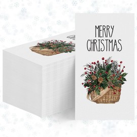 Horaldaily 100 Christmas Disposable Paper Decorative Guest Napkins, Holly Berry Hand Towel for Party Lunch Dinner Kitchen Bathroom Merry Christmas Decoration