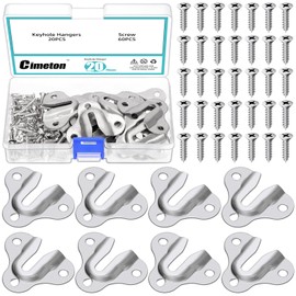 Cimeton 80PCS Keyhole Hangers Single Keyhole Hanging Plate Keyhole Shelf Hanger with Screw Keyhole Picture Hangers for Wall Mounting Coat Rack(Nickle Color)