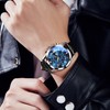OLEVS Blue Quartz Watches for Men Big Dial Analog Chronograph