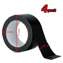 XUXU 4 Pcs Duct Tape Heavy Duty Waterproof Black Duct Tape, Strong Adhesive Duct Tape Bulk for Indoor Outdoor Repairs Tear by Hand, 80 Yards x 2 Inch Total