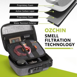 OZCHIN Smell Proof Portable Protection Hard EVA Bag With Combination Lock Bag Storage Case Container Travel Protective Carrying Storage Bag Military Tactical - Color: Black