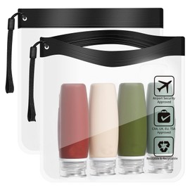 2/4 Pack TSA Approved Clear Travel Toiletry Bag - H HOME-MART Leakproof Airport Security Liquid Bag 20 x 20cm, Travel Accessories Makeup Essentials Clear Tsa Approved Travel Toiletry Bag for Men Women
