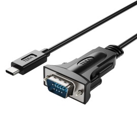 Tera Grand USB 2.0 USB-C to RS232 Serial DB9 Adapter Cable, FTDI Chip and Thumbscrews, 6'
