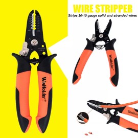WinHolder Wire Stripper AWG20-10 Cable Cutter Crimper Shearer Snipper Pliers Multi-Tool