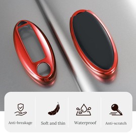 Kimity for Nissan Key Fob Cover, Stylish Soft TPU Key Case for Altima Sentra Maxima Rogue Armada Key Shell Series Keyless Entry Smart Car(Red, A), Red, A