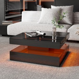 Hironpal Modern home LED lighting coffee table modern LED living room coffee table black