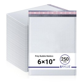 Baylue White Small Poly Bubble Mailers 6x10 inch #0 | Self Seal Padded Envelopes | Cushioned Bubble Mailer | Usable Size 6x9 | WaterProof | Lightweight mailing Shipping Bags | 250 Pack Bulk