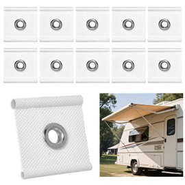 XHTXHT Pack of 10 Piping Eyelets for Piping Rail, Piping Strips Hooks RV Piping Hooks Accessories for Secure Attachment, for Caravanning, Camping Accessories, Sun Sail, Hanging Clothes (White)