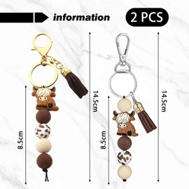 2 Cartoon Cow Keychains, Cute Pendant, Creative and Interesting Keychain, Packaging and Decoration, multi-coloured, Unit size, Modern