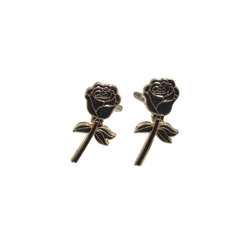 Kiola Designs Black Rose Flower Cufflinks