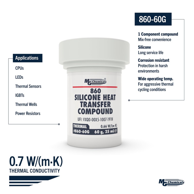 MG Chemicals - 860-60G Silicone Heat Transfer Compound, 60g Jar