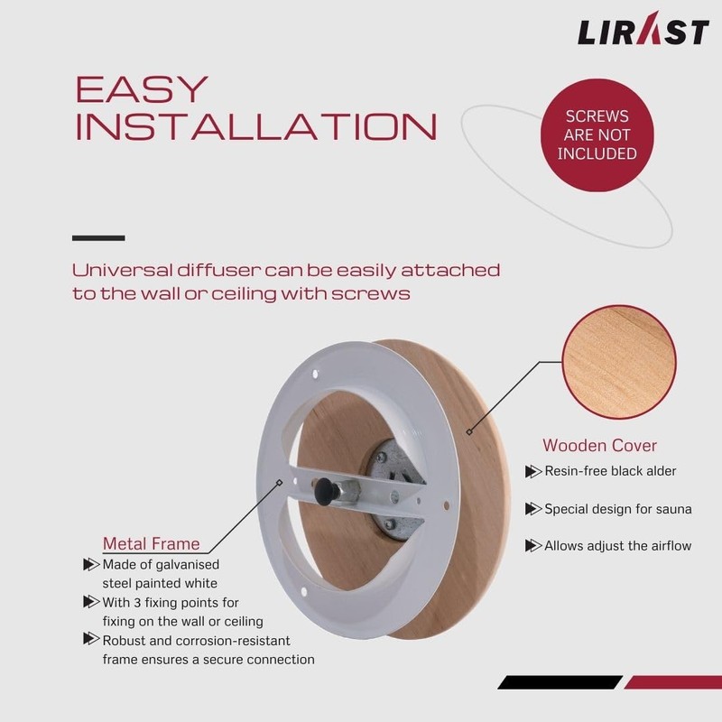 LIRAST 5 inch Resin Free Wood Diffuser - Round Sauna